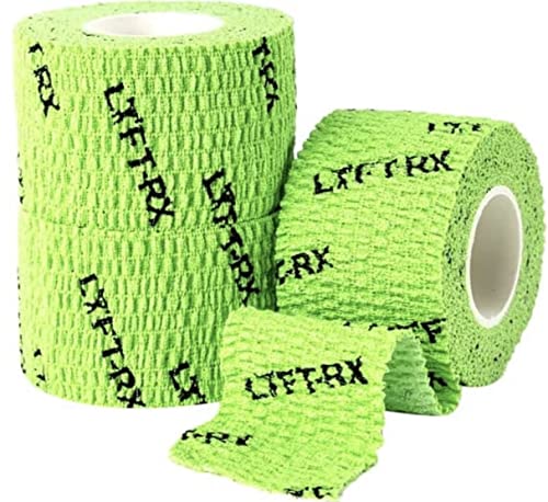 LYFT-RX Weightlifting Hook Grip Tape con Adhesivo para Levantamiento de Pesas Olimpico, Crossfit, WOD, Lifting, Gym, Cinta Halterofilia Flexible, Protege Pulgares Dedos, Verde, 3 Unidades