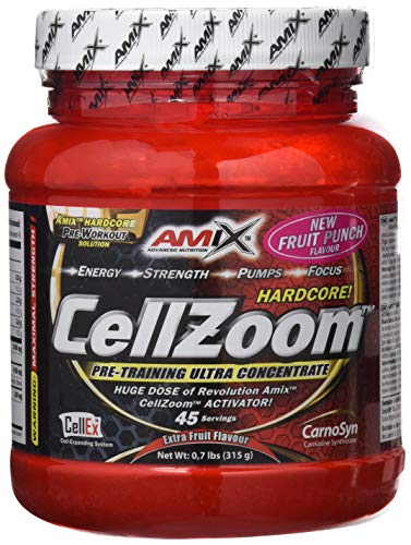 AMIX - Suplemento Deportivo - CellZoom en Formato de 315 g - Ayuda a Potenciar la Fuerza Explosiva - Contiene Creatina Monohidratada y Cafeína - Sabor a Fruit Punch