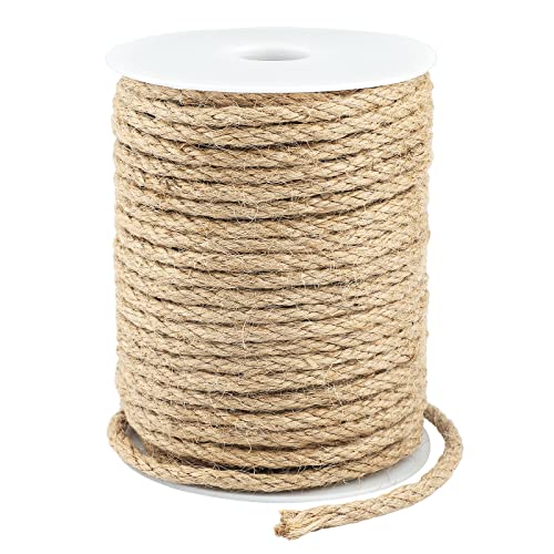 KINGLAKE Cuerda de Yute de jardín de 30m de Grosor, Cuerda de cáñamo de 6 mm, para Manualidades, Embalaje, decoración, jardinería