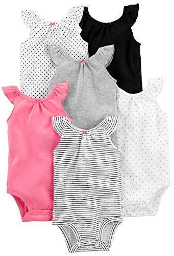Simple Joys by Carter's 6-Pack Sleevless Bodysuit Infant-and-Toddler-Bodysuits, Multicolor/Corazones/Lunares, 6-9 Meses (Pack de 6) bebés Unisex