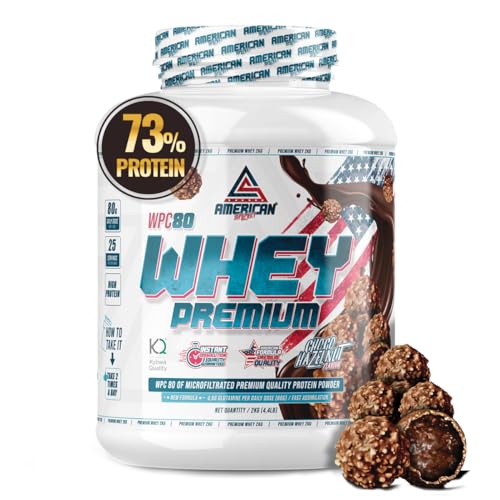 AS American Suplement | Premium Whey Protein 2 Kg | Rocher | Proteína Suero de Leche | Aumentar Masa Muscular | Alta Concentración Proteína WPC80 Pura | L-Glutamina Kyowa Quality®