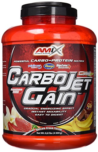 AMIX - Proteína en Polvo Carbojet Gain - Suplemento con Hidratos de Carbono -Proteína para Ganar Masa Muscular - Ideal para Atletas de Élite - Sabor Vainilla - 4 KG