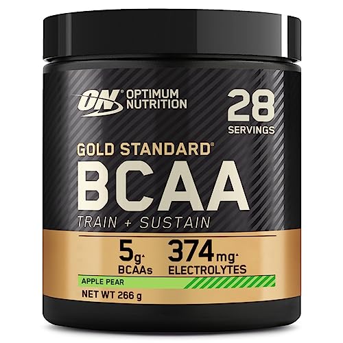 Optimum Nutrition Gold Standard BCAA Train + Sustain, Aminoácidos Polvo Pre Entrenamiento con Vitamina C, Zinc, Magnesio y Electrolitos, Sabor Manzana y Pera, 28 Porciones, 266 g