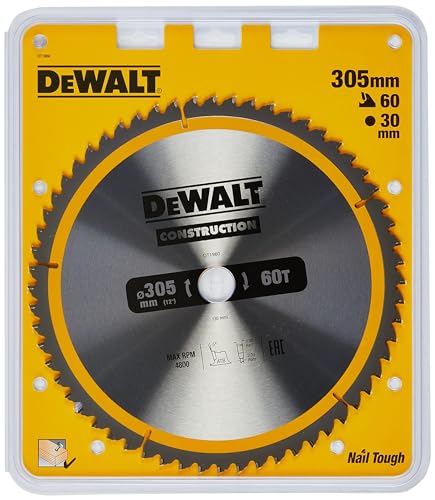 DeWalt DT1960-QZ Hoja para Sierra Circular estacionaria 305 x 30 mm 60D ATB-5º, Plateado