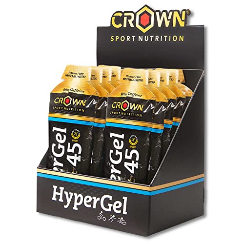 Crown Sport Nutrition HyperGel 45 +Caffeine (Neutro con cafeína), gel alto en cabohidratos con un plus de cafeína y sodio