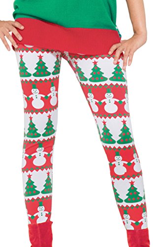 Forum Novelties Christmas Tree and Snowman Costume Leggings Adult Women
