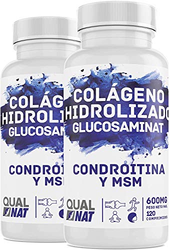 Colágeno Hidrolizado Glucosaminat -Suplemento Contra el Envejecimiento - Formato de 240 Comprimidos -Con Glucosamina, Condroitina, MSM y Ácido Hialurónico - Fortalece las Articulaciones-QUALNAT
