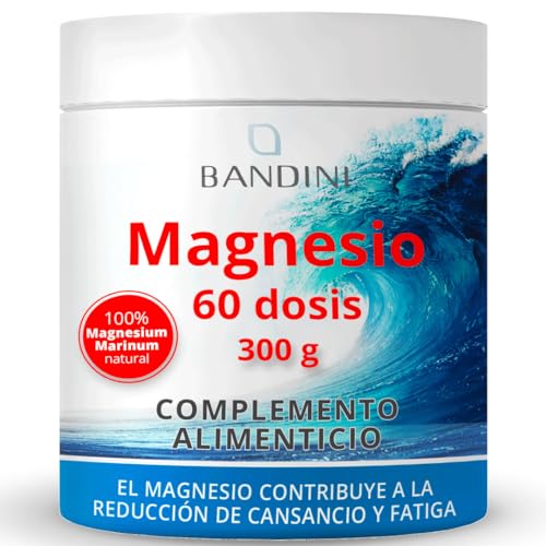 Bandini® Magnesio Total 60 Dosis - Complementos Alimenticios 300g - A base de Magnesio en Polvo - Disminuye el cansancio y la fatiga - Mejora el funcionamiento del sistema nervioso - Made in Italy