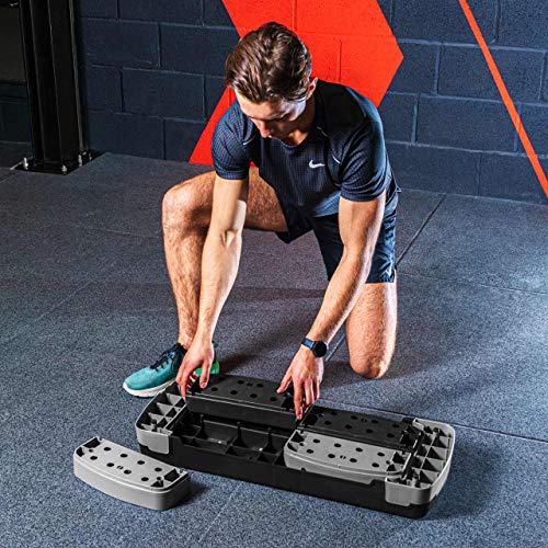 METIS Plataforma Fitness - Stepper De Altura Ajustable Para Cardio (10cm, 15cm e 20cm) | Equipamientos Para Gimnasio En Casa | Caja De Ejercicios [3 Cores] (Naranja/Negro)