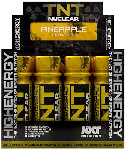 NXT Nutrition TNT Nuclear Shots - Bebida energética antes del entrenamiento, 12 x 60 ml (piña)