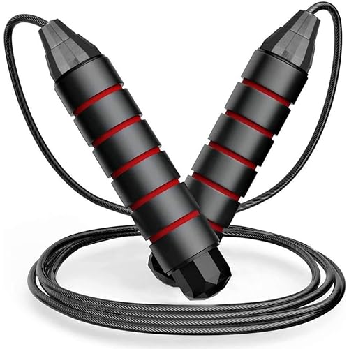 BAGNU - Comba de Saltar PVC de 2.8M con Mango Antideslizante de Espuma Suave - Cuerda Ajustable para Fitness - Comba - Cuerda Saltar - Color Rojo -